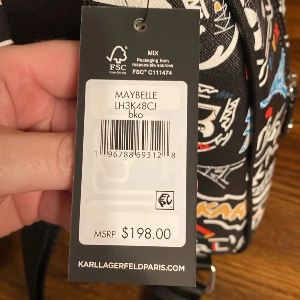 Karl Lagerfeld Paris Maybelle Mini Backpack Graffiti Graphic Choupette Art